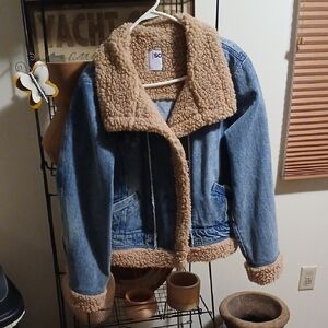SO Women's Denim Jacket with Tan Sherpa Lining